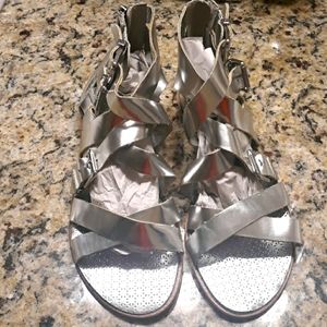 BCBG New silver gladiator sandals 7.5